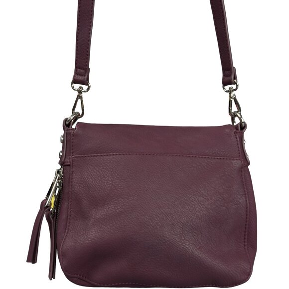 Crossbody Bag Plum Purple Faux Leather Adjustable Strap - Picture 3 of 12